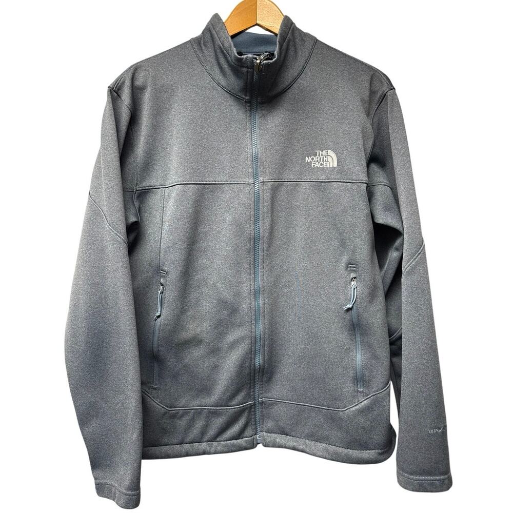 North Face Windwall Men’s Medium Full Zip Sweatshirt Jacket Gray Blue Heathered